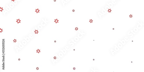Light pink, red vector pattern with coronavirus elements.