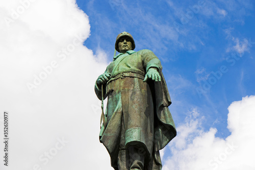 Statue in Berlin. The Soviet War Memorial at Tiergarten.