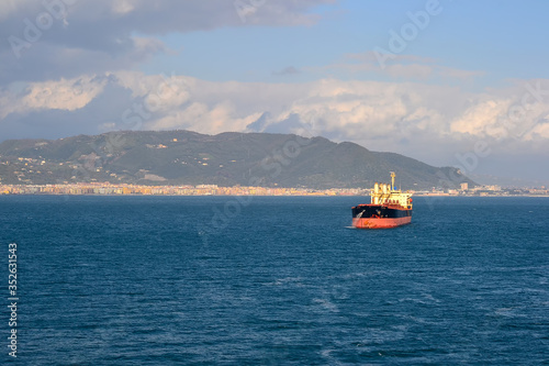 Large Heavy Lift Ship on mediteranean sea