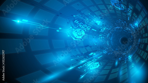abstract sci fi tunnel technology cyberspace innovation concept design background
