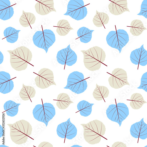 Seamless vector pattern of leaves in pastel colors. For the design of fabric, textile, paper, notebooks, packaging, websites
