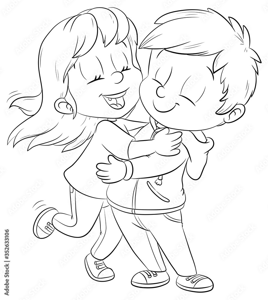 Kinder umarmen sich - Vektor-Illustration