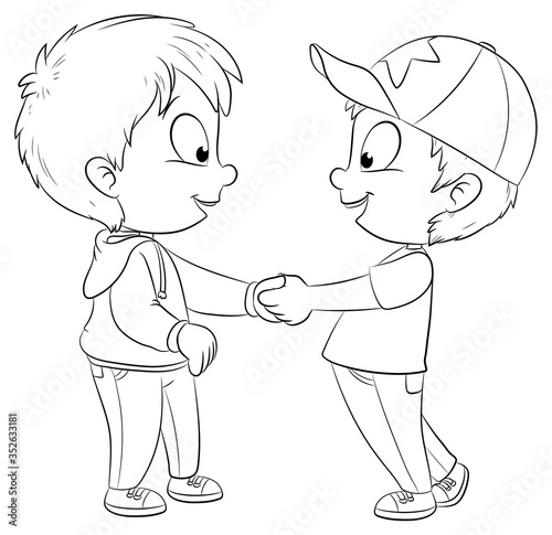 Jungen geben sich die Hand - Vektor-Illustration