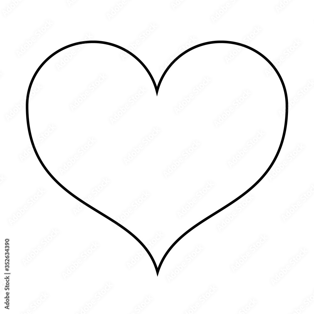 A heart drawn with a black outline.Valentine's day, wedding, LGBT.Symbol of love.Vector illustration.