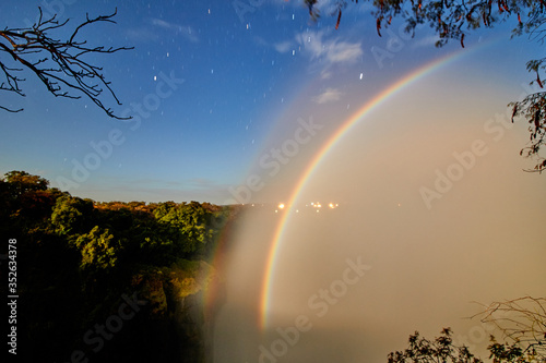 Moonbow in Victoria Falls in Zambia photo
