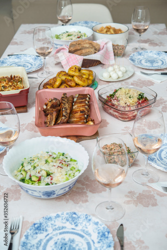 Celebration table with different dishes