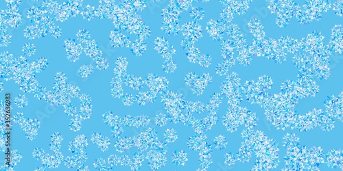 Light blue, yellow vector beautiful snowflakes backdrop with flowers.