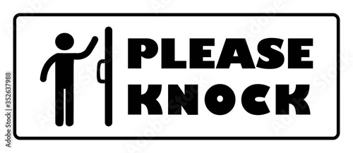 Please Knock door sign. Please Knock door sign on whit e background drawing by illustration