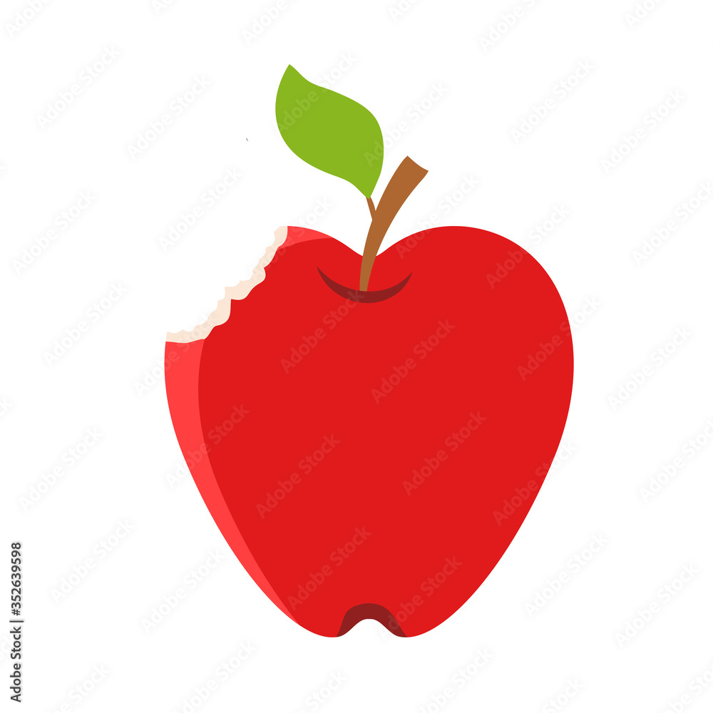 Fototapeta premium delicious red applein flat style for food design on white, stock vector illustration