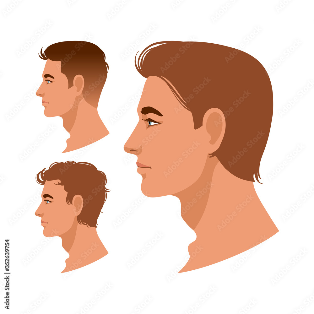 Set of men profiles