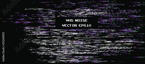 VHS glitched screen with flickering pixels. Retro technology style background.
