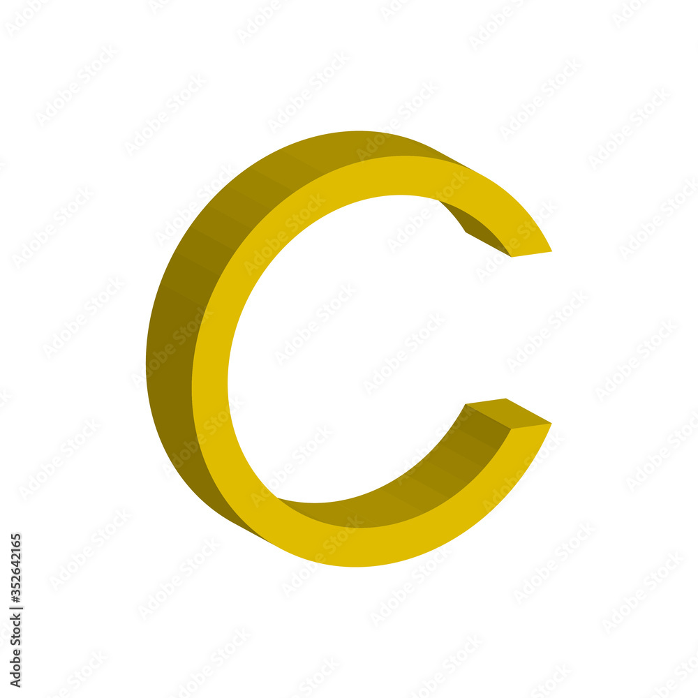 C yellow icon. Symbol, logo illustration for mobile concept and web design. C yellow icon. Symbol, logo illustration for mobile concept and web design.