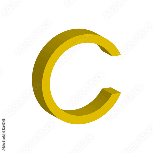 C yellow icon. Symbol, logo illustration for mobile concept and web design.