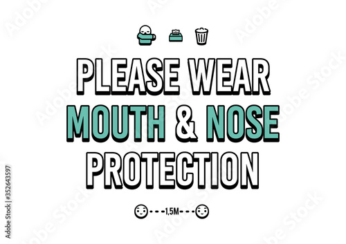 Please wear mouth and nose protection poster coronavirus safe distance