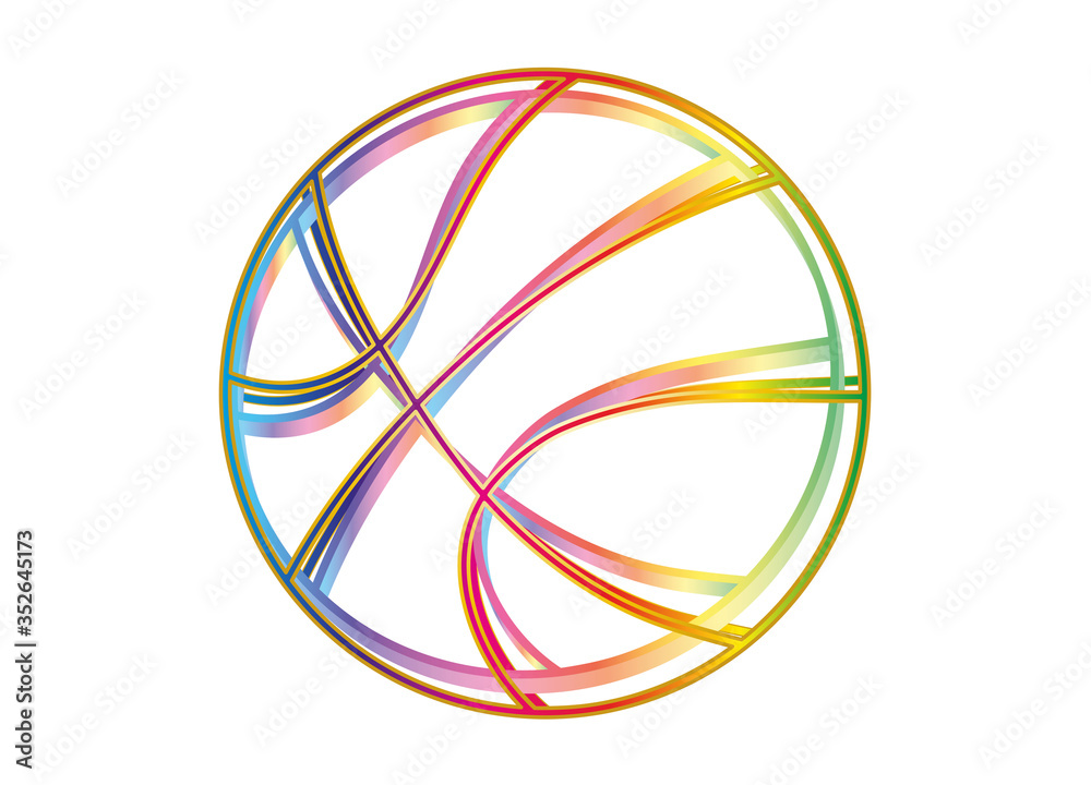 Basketball in schimmernden Regenbogen Outlines Basketball in schimmernden Regenbogen Outlines