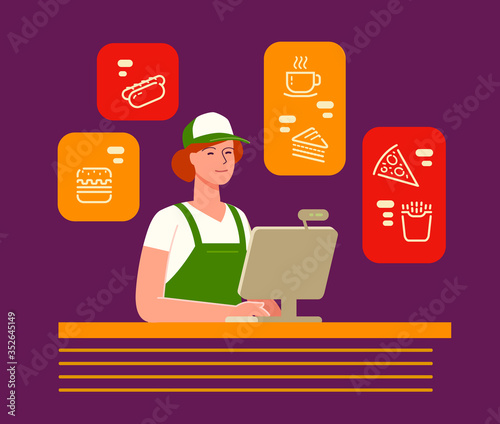 Restaurant menu. Food service, cafe cartoon vector illustration