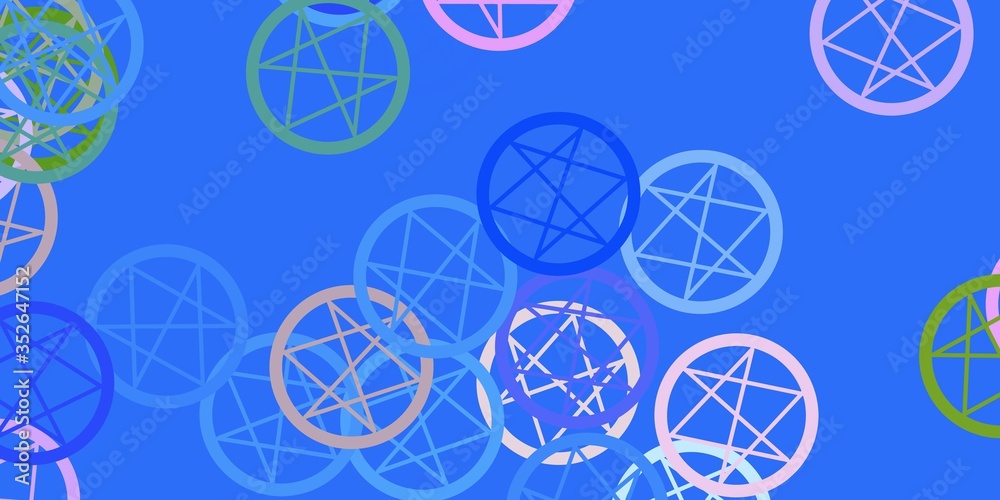 Light Blue, Red vector background with occult symbols. Light Blue, Red vector background with occult symbols.