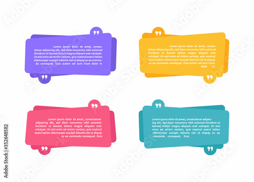 Super set different shape geometric texting boxes. Colored abstract shapes for quote and text. Modern flat style vector illustration