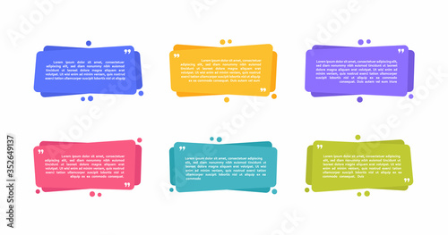 Super set different shape geometric texting boxes. Colored abstract shapes for quote and text. Modern flat style vector illustration