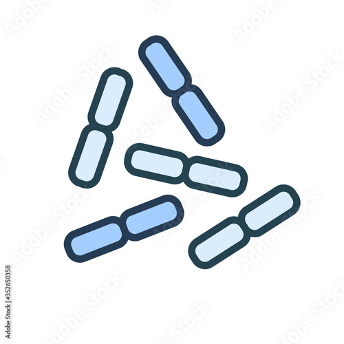 Bacteria, microbe, virus outline vector icon. Microscopic bacterium or bacillus, isolated on white background