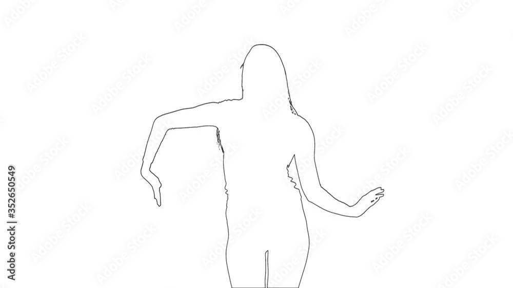 Outline sketch of girl makes graceful erotic movements. Silhouette. White background Outline sketch of girl makes graceful erotic movements. Silhouette. White background