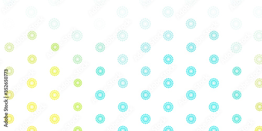 Light blue, yellow vector doodle background with flowers.