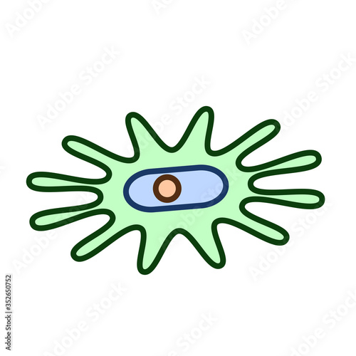 Bacteria, microbe, virus outline vector icon. Microscopic bacterium or bacillus, isolated on white background