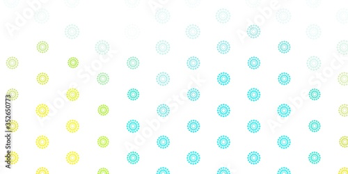 Light blue, yellow vector doodle background with flowers.
