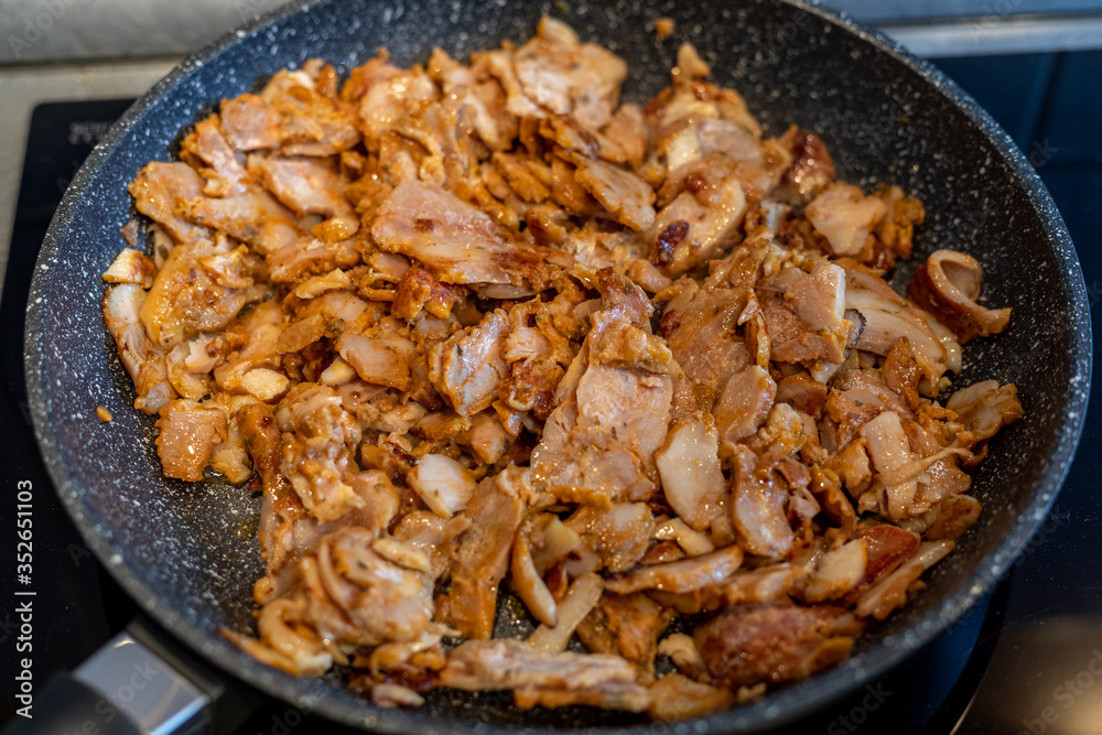 Traditional turkish, greek meat food, closeup view Traditional turkish, greek meat food, closeup view