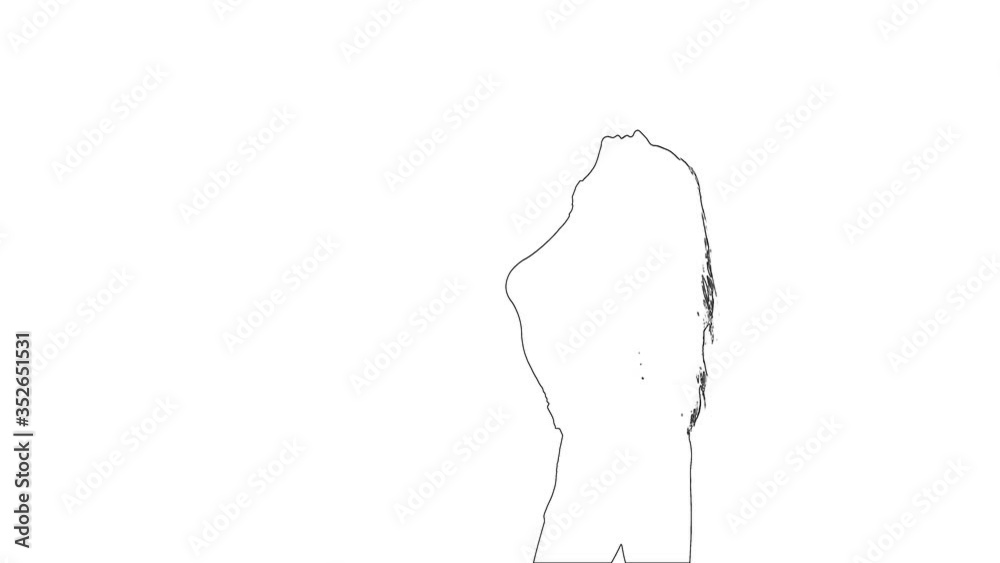 Outline sketch of girl makes graceful erotic movements. Silhouette. White background Outline sketch of girl makes graceful erotic movements. Silhouette. White background