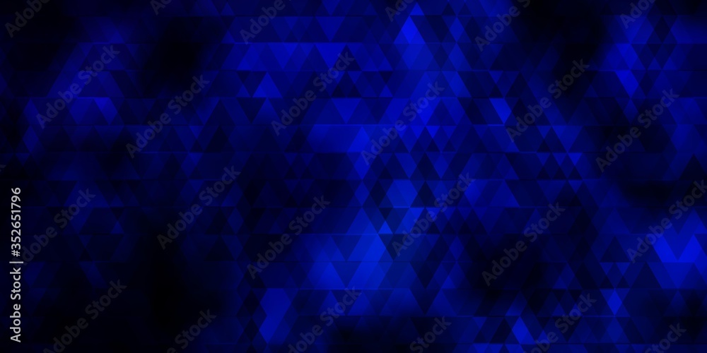 Dark BLUE vector background with lines, triangles.