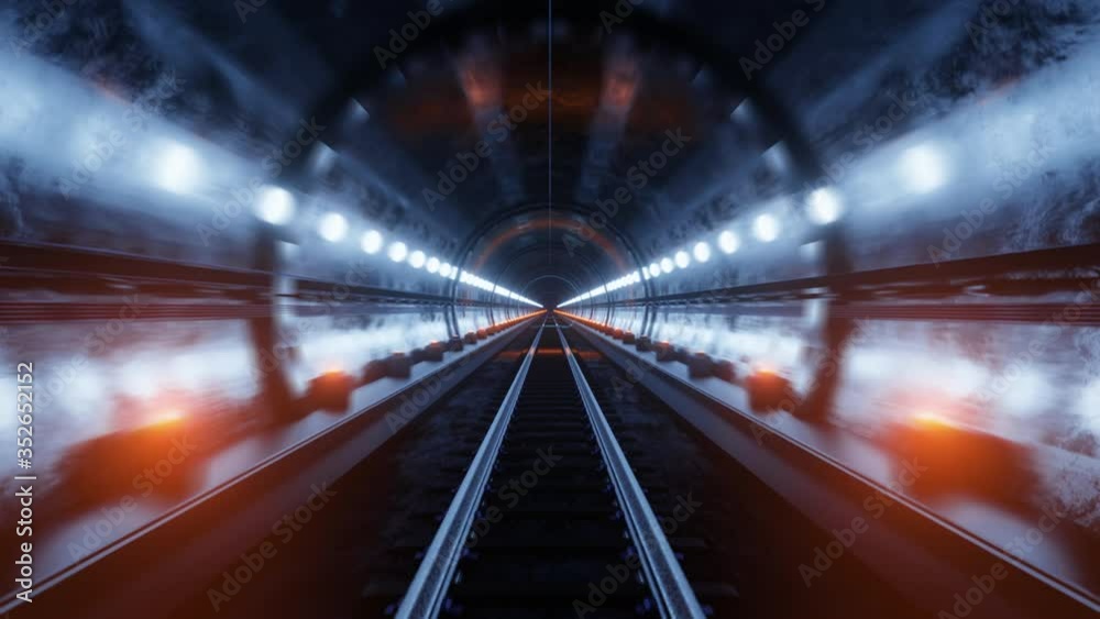 3D rendered Animation of a subway train journey underground. 3D rendered Animation of a subway train journey underground.