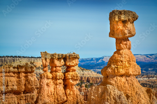 View of Bryce Canyon park at the top of the mountain, Utah USA