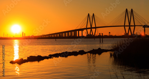 Fotografiet This beautifully designed bridge connects La Porte Texas to Baytown Texas with it's strength and grace