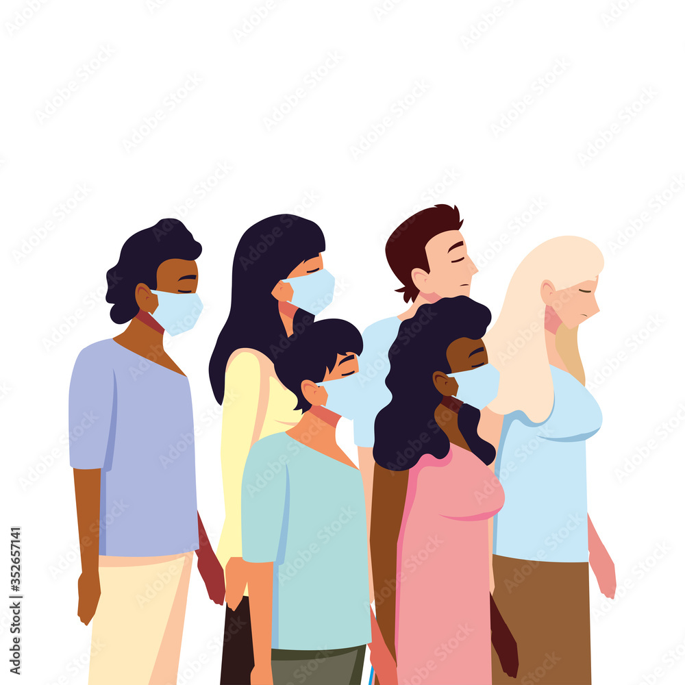 People with medical masks vector design People with medical masks vector design