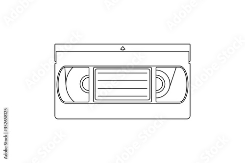 VHS tape black line icon. Vector illustration isolated on white background.