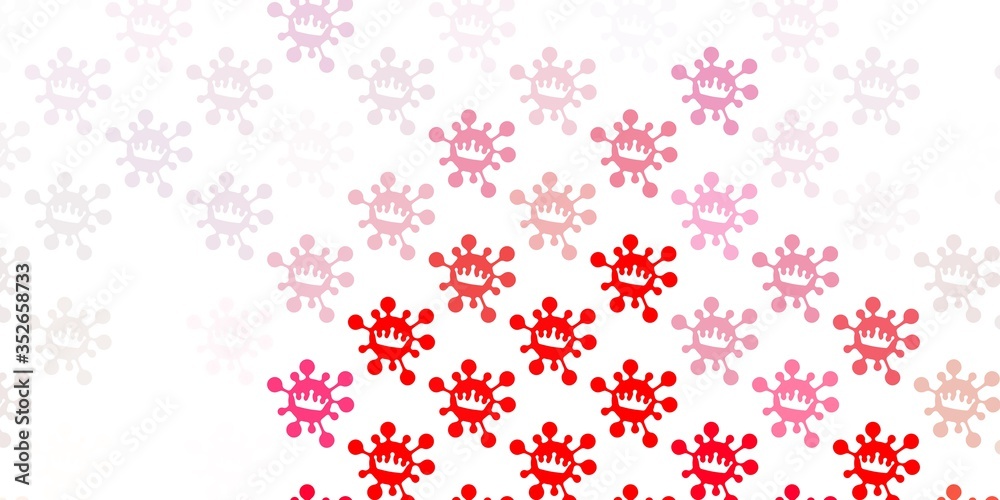 Light red vector backdrop with virus symbols. Light red vector backdrop with virus symbols.