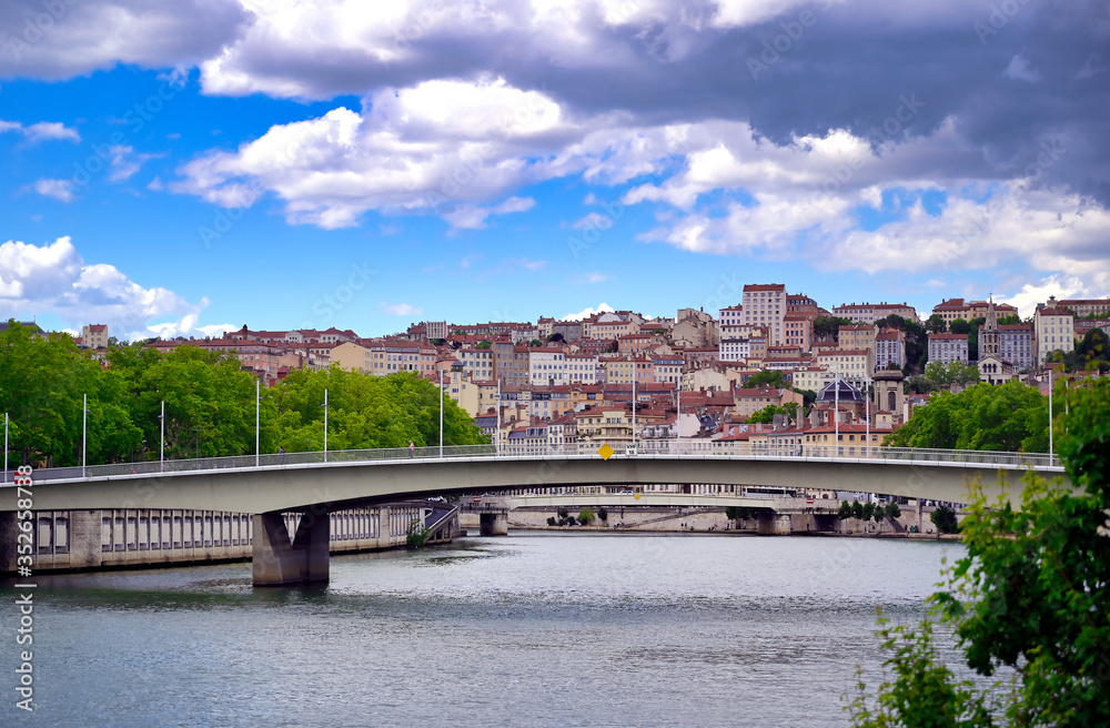 Lyon, France and the architecture along the Saone River.