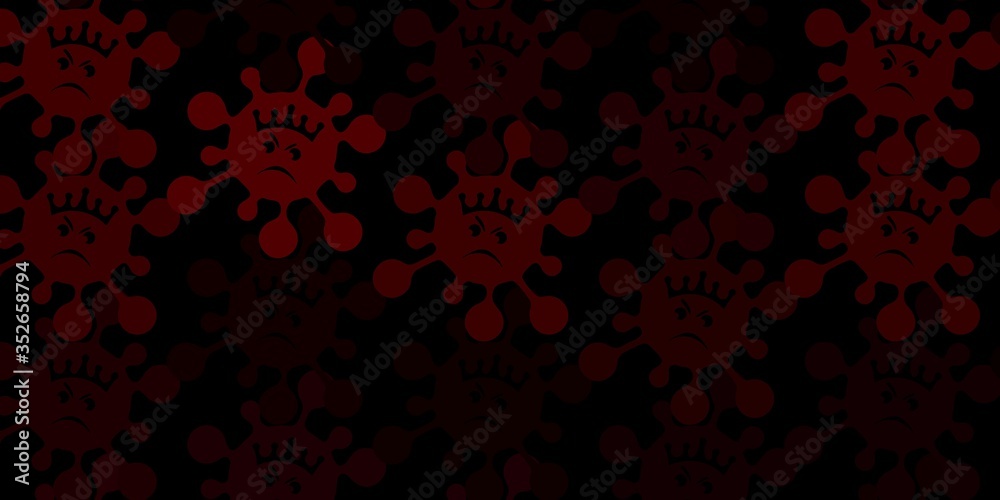 Dark red vector background with covid-19 symbols. Dark red vector background with covid-19 symbols.