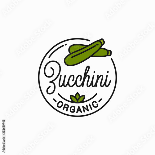 Zucchini vegetable logo. Round linear logo fresh