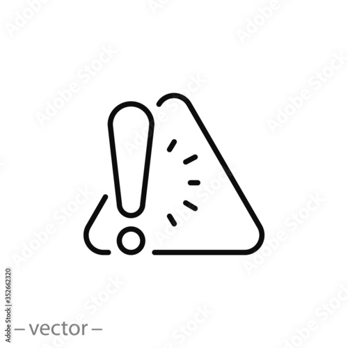 alert risk icon, triangle with exclamation, important information thin line web symbol on white background - editable stroke vector illustration eps10