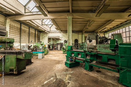 industrial plant with machines in ironworks factory