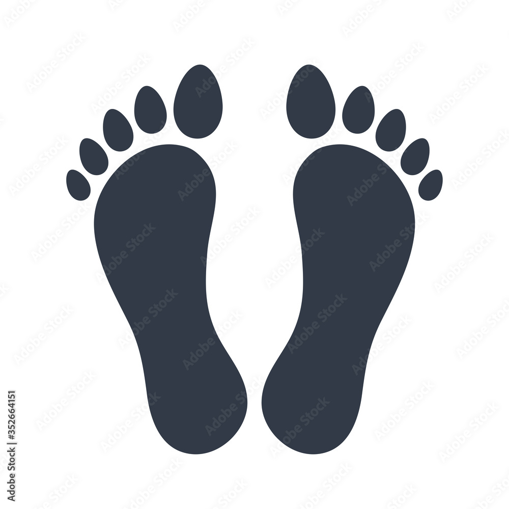 Walking footprints and steps of human shoes and feet black icon on white like elements for design, stock vector illustration Walking footprints and steps of human shoes and feet black icon on white like elements for design, stock vector illustration
