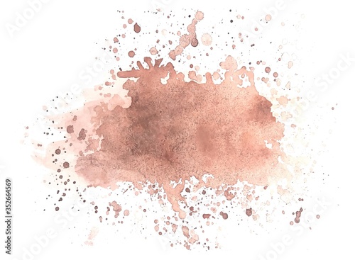 Vector watercolor spot brown background isolated on white background, stock illustration for design and decoration