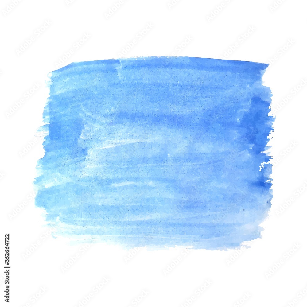 Vector watercolor background blue smear isolated on white background, stock illustration for design and decoration