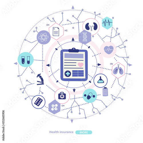 Health insurance concept, flat vector illustration. Healthcare medicine concept.