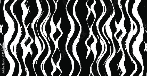 Swirled and curled stripes and brush strokes texture. Marble or acrylic atrwork imitation. Cool and swirly background. Abstract vector illustration. Black isolated on white. EPS10 