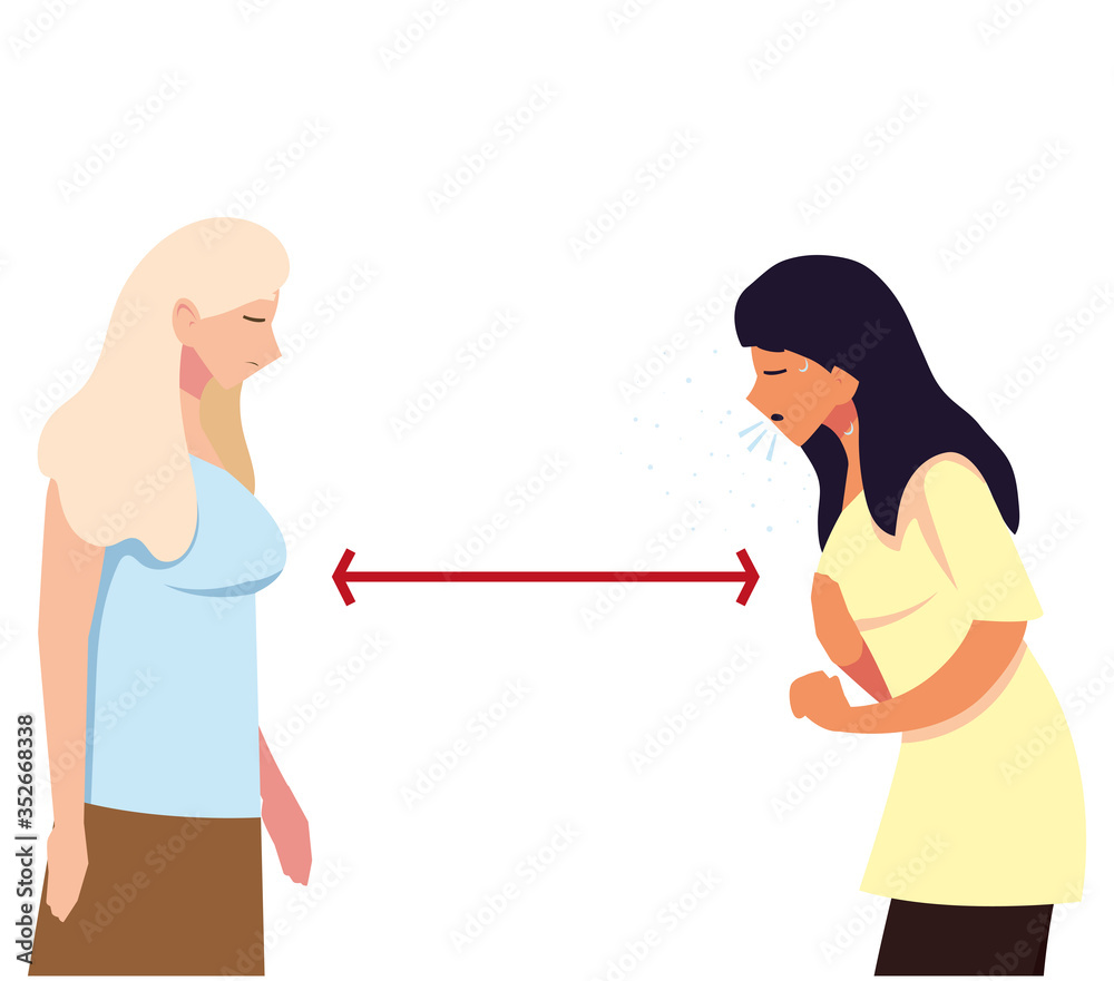 Social distancing between women vector design Social distancing between women vector design