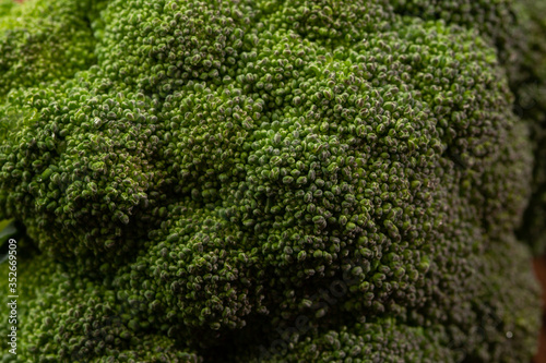 Broccoli isolated. On a wooden background. Top view. Free space for your text. Close up green plant ingredient, raw green vegetables, vegetable front view. Concept of vegan food uncooked. © MONIUK ANDRII