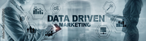 Data driven marketing concept on abstrack toned image. photo